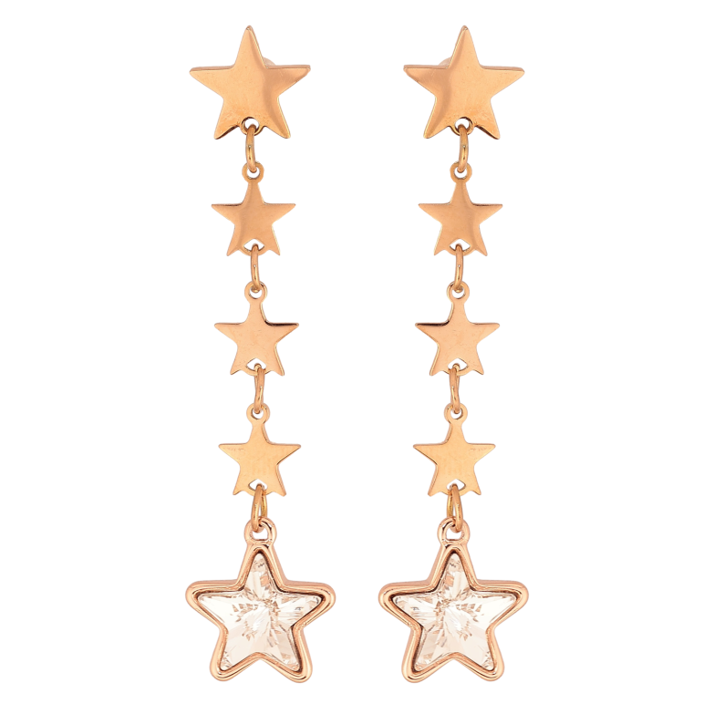 Серьги Xuping цвет РО с кристаллами Swarovski пусеты "Звездные подвески с кристаллами Clear" фото №15