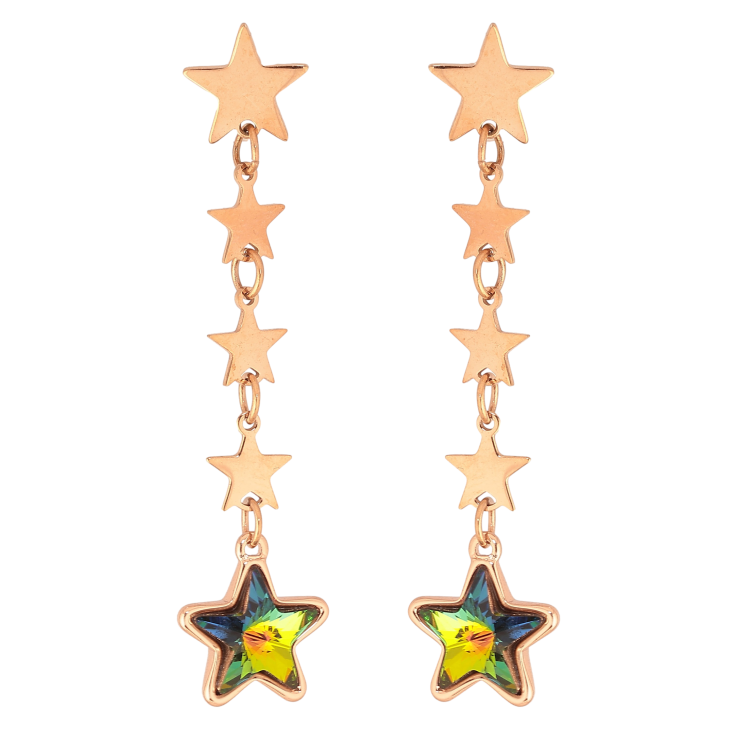 Сережки Xuping колір РВ з кристалами Swarovski пусети "Зоряні підвіски з кристалами Vitrail Medium" фото №4 Сережки Xuping колір РВ з кристалами Swarovski пусети "Зоряні підвіски з кристалами Vitrail Medium" фото №4