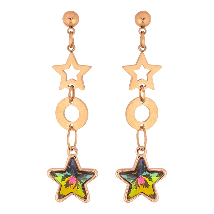 Сережки Xuping колір РВ з кристалами Swarovski пусети "Зоряні підвіски з кристалами Vitrail Medium" фото №3 Сережки Xuping колір РВ з кристалами Swarovski пусети "Зоряні підвіски з кристалами Vitrail Medium" фото №3