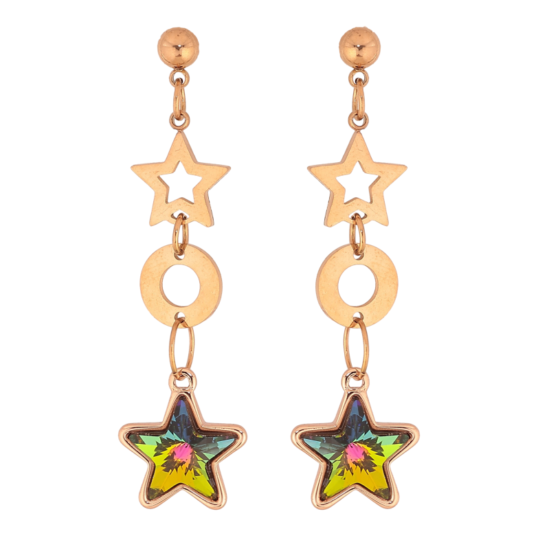 Сережки Xuping колір РВ з кристалами Swarovski пусети "Зоряні підвіски з кристалами Vitrail Medium" фото №1