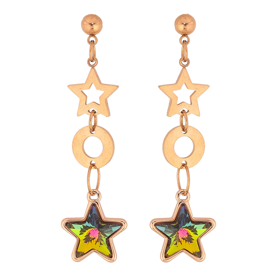 Сережки Xuping колір РВ з кристалами Swarovski пусети "Зоряні підвіски з кристалами Vitrail Medium" фото №1