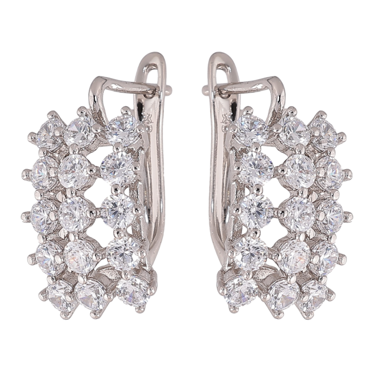 Серьги Xuping цвет Родий английский замок "Инкрустация кристаллами" фото №5