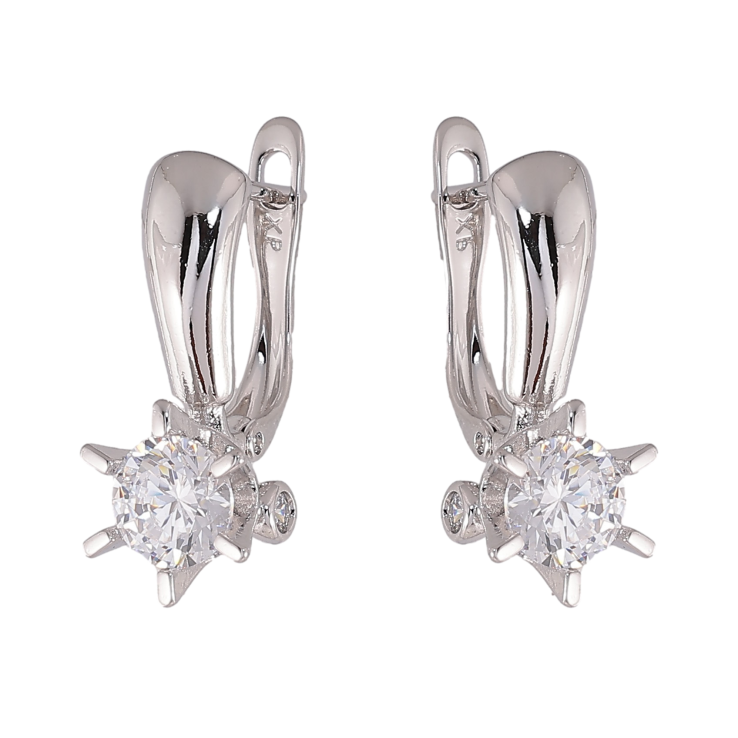 Серьги Xuping цвет Родий английский замок "Кристаллы на дужках" фото №2 Серьги Xuping цвет Родий английский замок "Кристаллы на дужках" фото №2