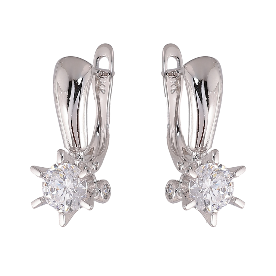 Серьги Xuping цвет Родий английский замок "Кристаллы на дужках" фото №1