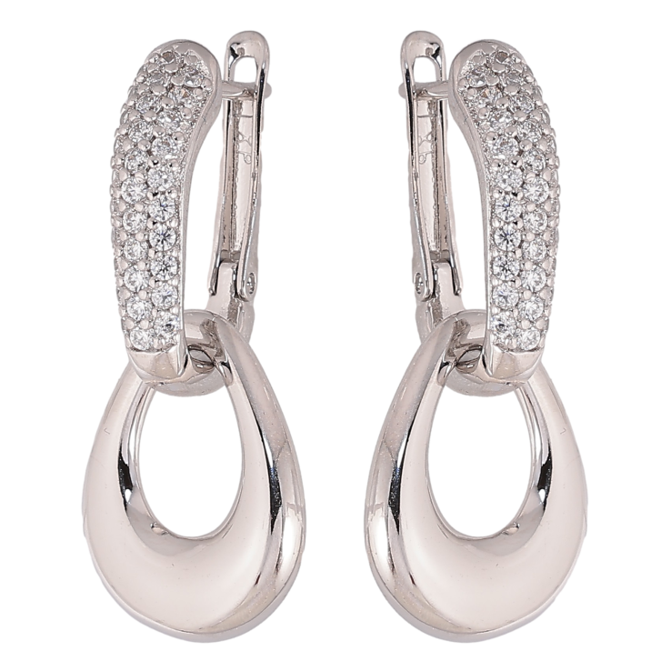 Серьги Xuping цвет Родий английский замок "Декоративные подвески с инкрустация кристаллами" 2 в 1 фото №13