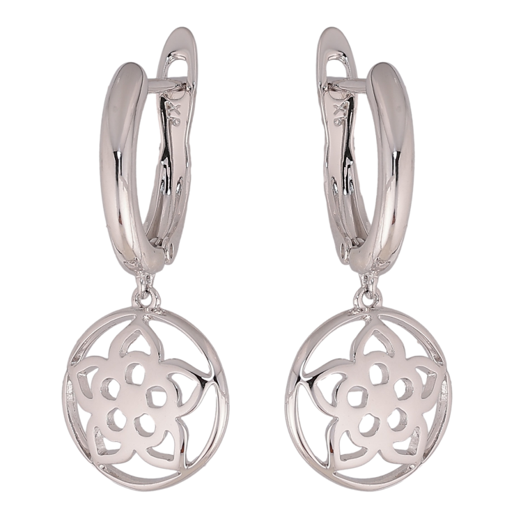 Серьги Xuping цвет Родий английский замок "Цветочки" фото №17