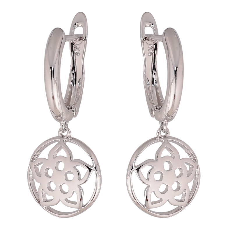 Серьги Xuping цвет Родий английский замок "Цветочки" фото №2