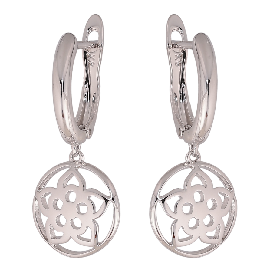 Серьги Xuping цвет Родий английский замок "Цветочки" фото №1