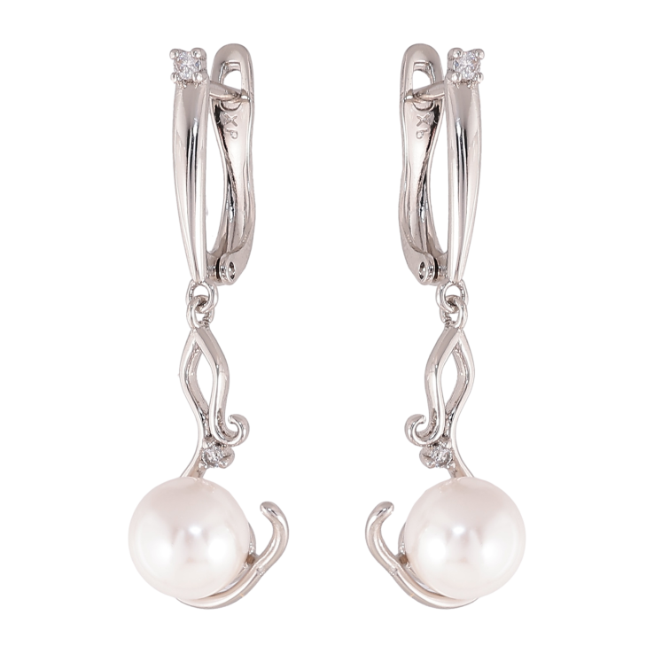 Серьги Xuping цвет Родий английский замок "Жемчужные подвески" фото №13 Серьги Xuping цвет Родий английский замок "Жемчужные подвески" фото №13