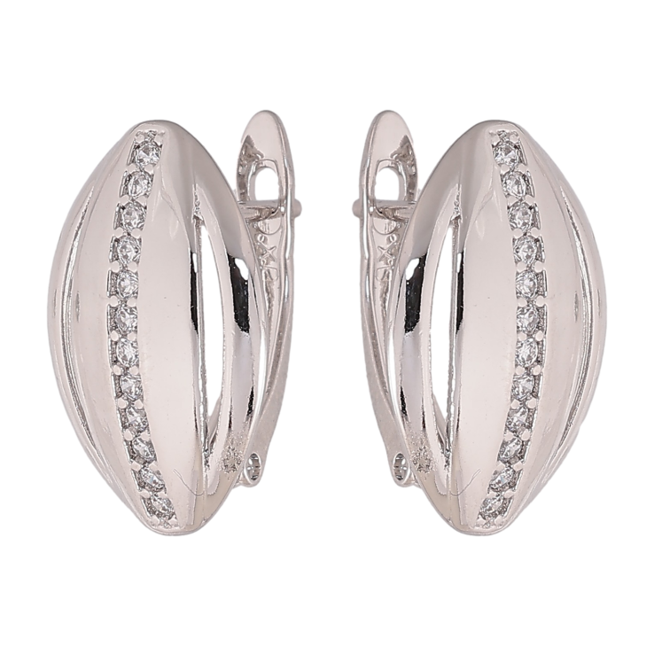 Сережки Xuping колір Родій англійський замок "Візерунок з кристалами" фото №3