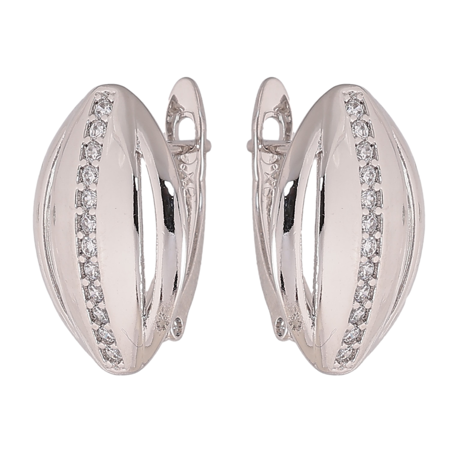 Сережки Xuping колір Родій англійський замок "Візерунок з кристалами" фото №1