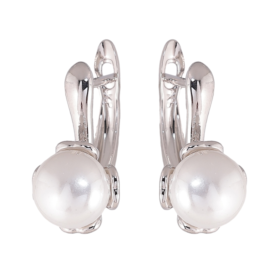 Серьги Xuping цвет Родий английский замок "Жемчужины на дужках" фото №1