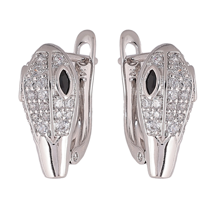 Сережки Xuping колір Родій англійський замок "Інкрустація з чорними кристалами" фото №25