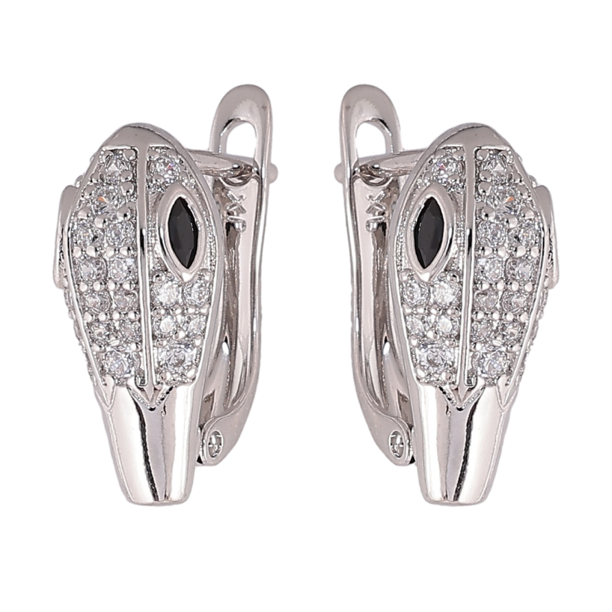 Сережки Xuping колір Родій англійський замок "Інкрустація з чорними кристалами" фото №1