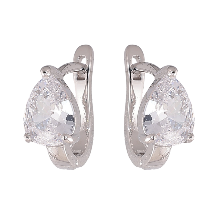 Серьги Xuping цвет Родий английский замок "Кристальные капельки" фото №7