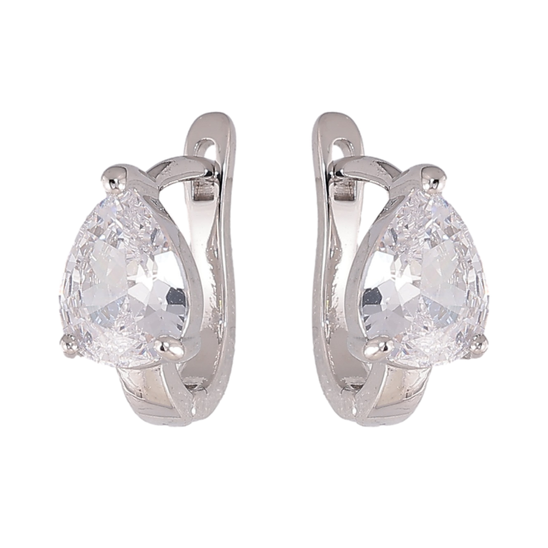 Серьги Xuping цвет Родий английский замок "Кристальные капельки" фото №6