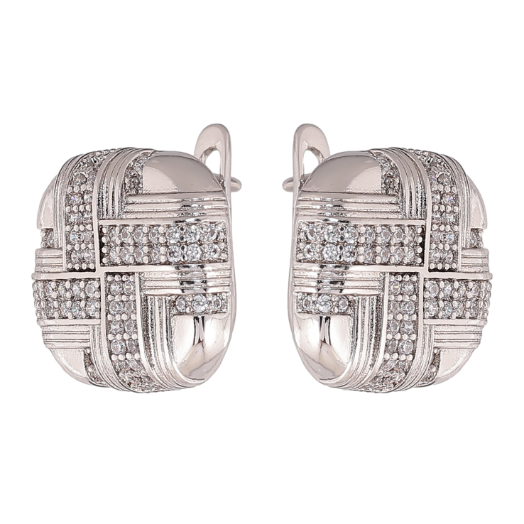 Сережки Xuping колір Родій англійський замок "Візерунок з кристалами" фото №2