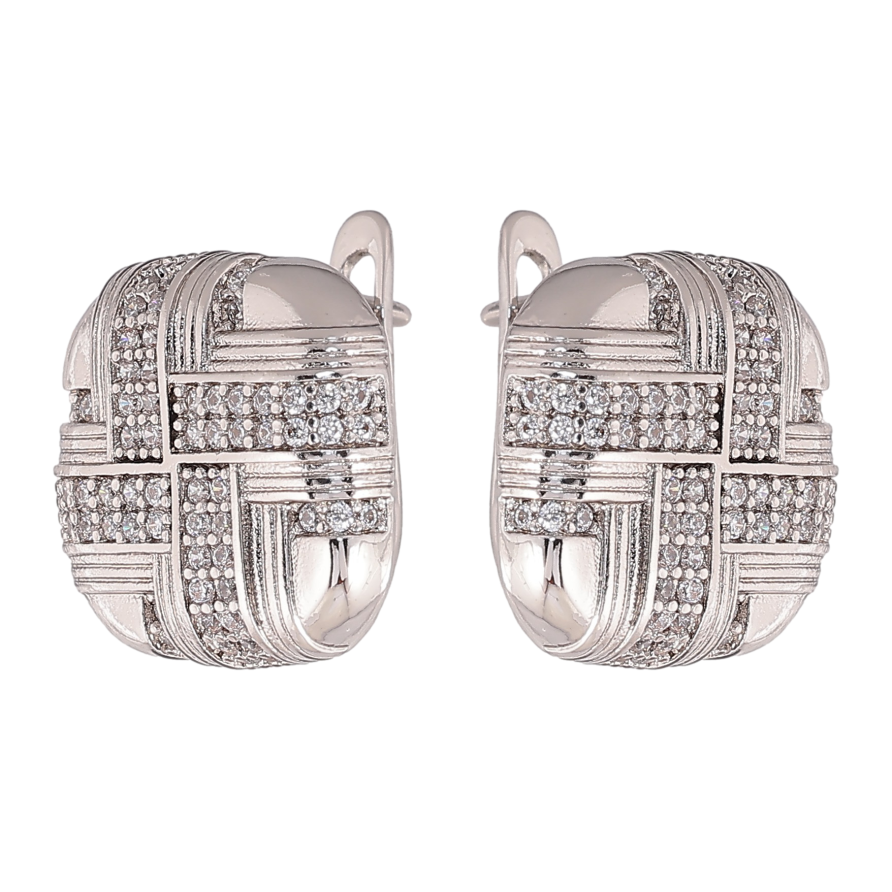 Сережки Xuping колір Родій англійський замок "Візерунок з кристалами" фото №1