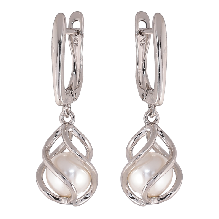 Серьги Xuping цвет Родий английский замок "Жемчужные подвески" фото №8 Серьги Xuping цвет Родий английский замок "Жемчужные подвески" фото №8