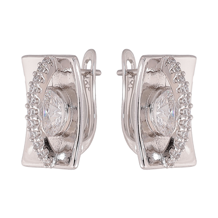 Сережки Xuping колір Родій англійський замок "Візерунок з кристалами" фото №17