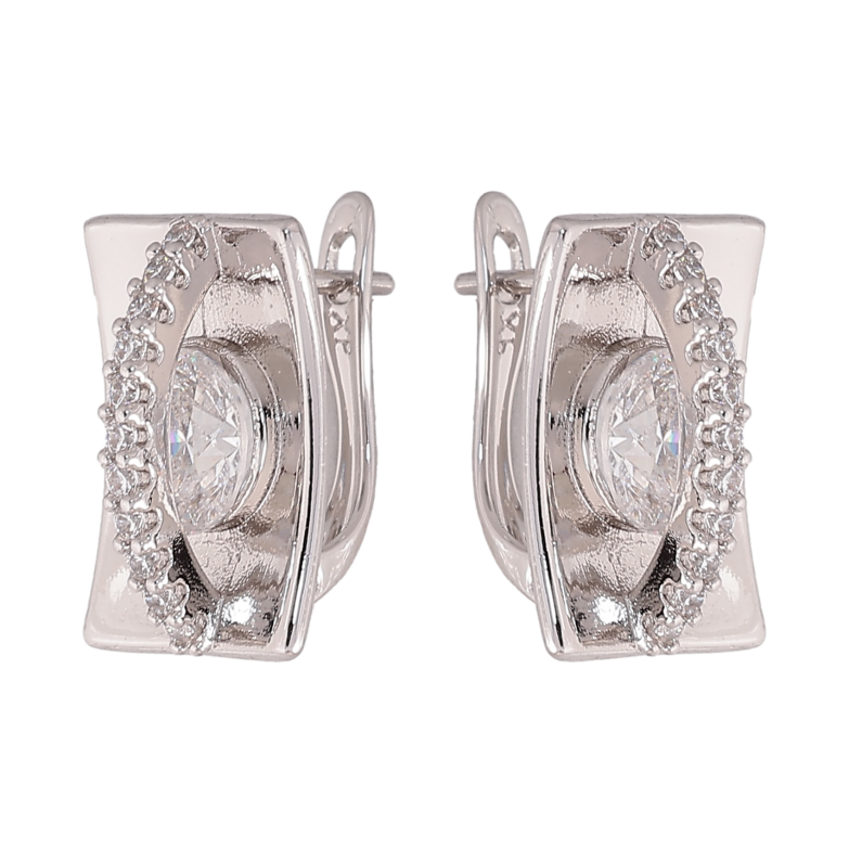 Сережки Xuping колір Родій англійський замок "Візерунок з кристалами" фото №1