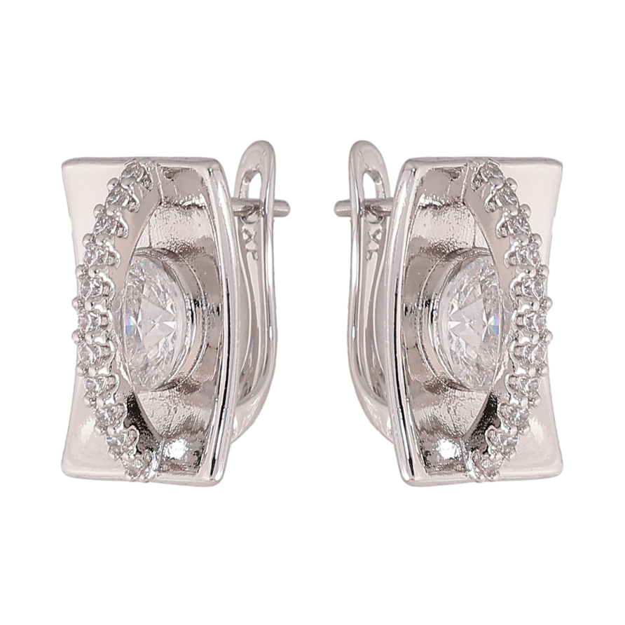 Сережки Xuping колір Родій англійський замок "Візерунок з кристалами" фото №1