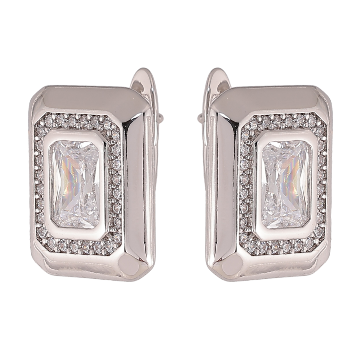 Сережки Xuping колір Родій англійський замок "Інкрустація кристалами" фото №8