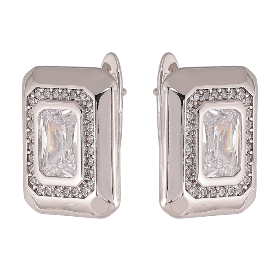 Сережки Xuping колір Родій англійський замок "Інкрустація кристалами" фото №1