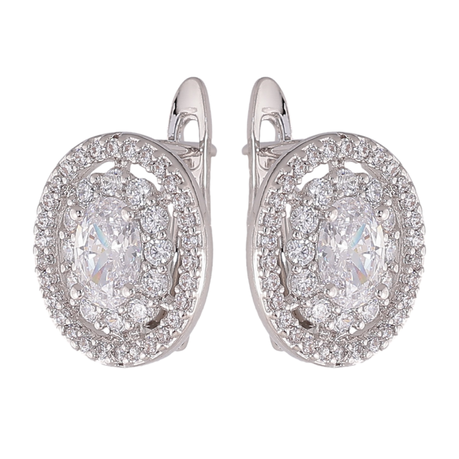 Серьги Xuping цвет Родий английский замок "Инкрустация кристаллами" фото №1