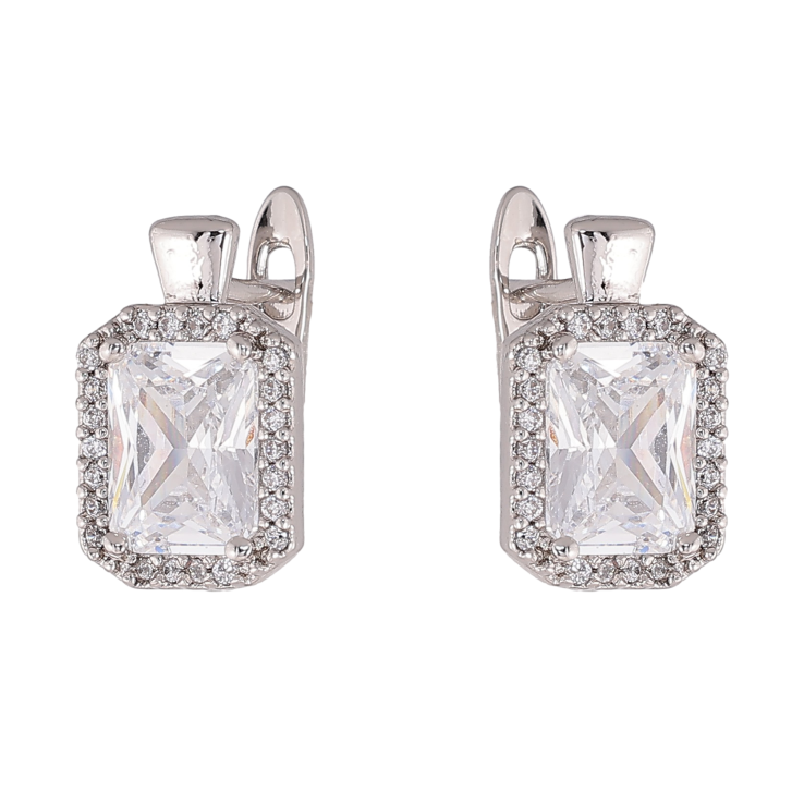 Серьги Xuping цвет Родий английский замок "Кристальный блеск" фото №9 Серьги Xuping цвет Родий английский замок "Кристальный блеск" фото №9