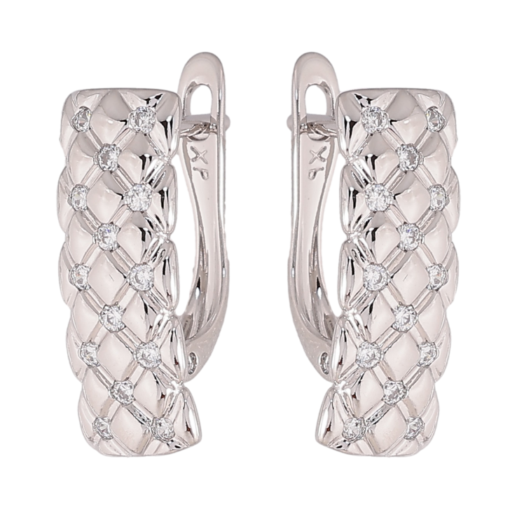 Серьги Xuping цвет Родий английский замок "Узор с кристаллами" фото №10 Серьги Xuping цвет Родий английский замок "Узор с кристаллами" фото №10