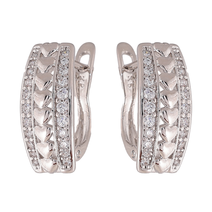 Серьги Xuping цвет Родий английский замок "Узор с кристаллами" фото №22 Серьги Xuping цвет Родий английский замок "Узор с кристаллами" фото №22