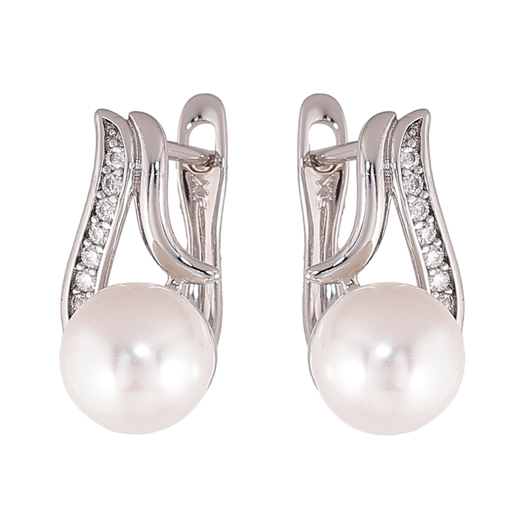 Серьги Xuping цвет Родий английский замок "Узор с жемчужинами" фото №18 Серьги Xuping цвет Родий английский замок "Узор с жемчужинами" фото №18