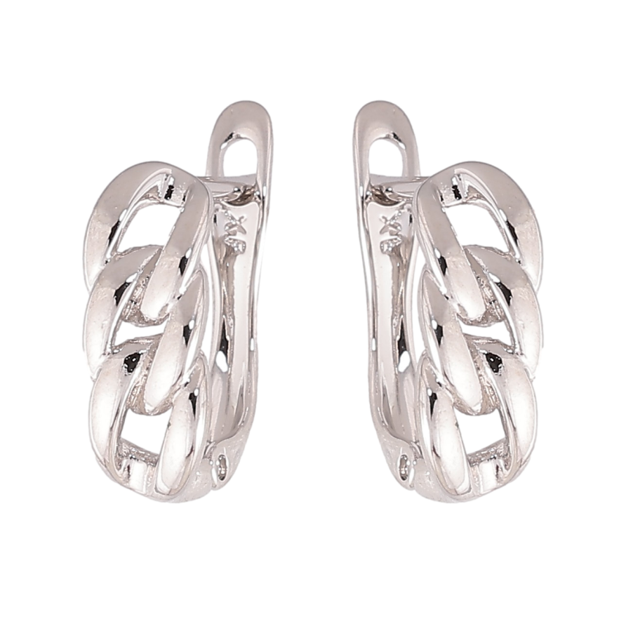 Серьги Xuping цвет Родий английский замок "Узор цепочка" фото №1