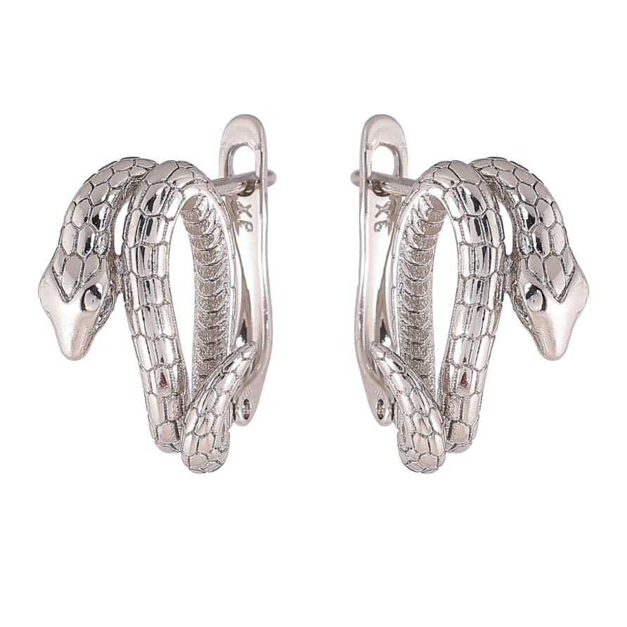 Сережки Xuping колір Родій англійський замок "Змії" фото №1