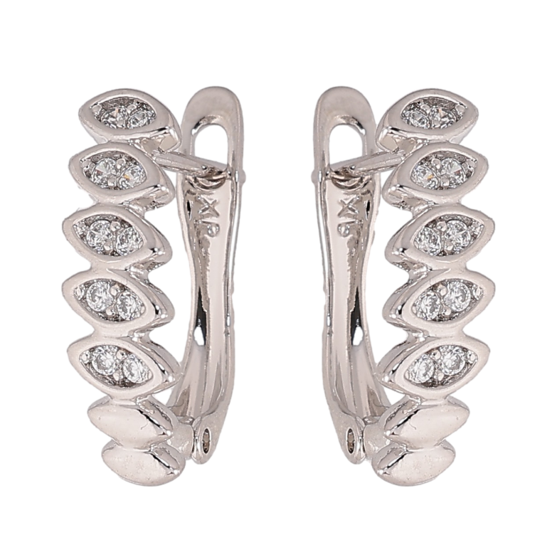 Сережки Xuping колір Родій англійський замок "Візерунок з кристалами" фото №1