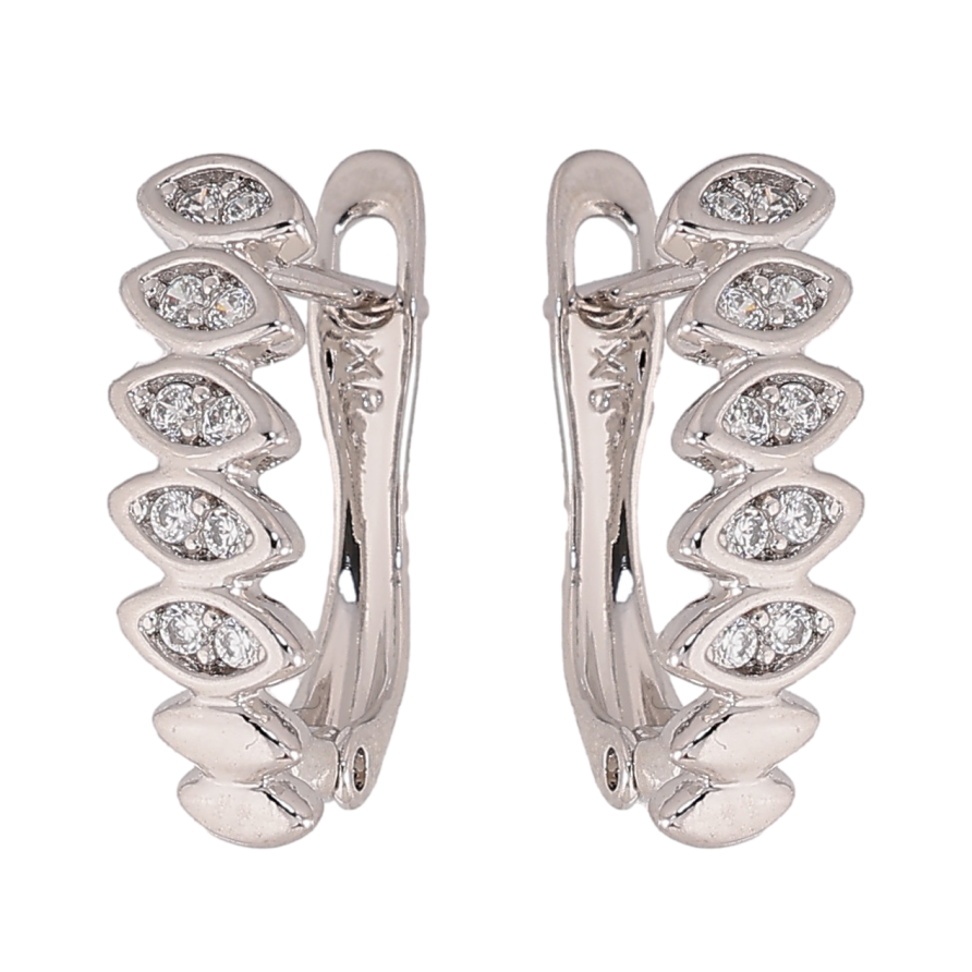 Сережки Xuping колір Родій англійський замок "Візерунок з кристалами" фото №1