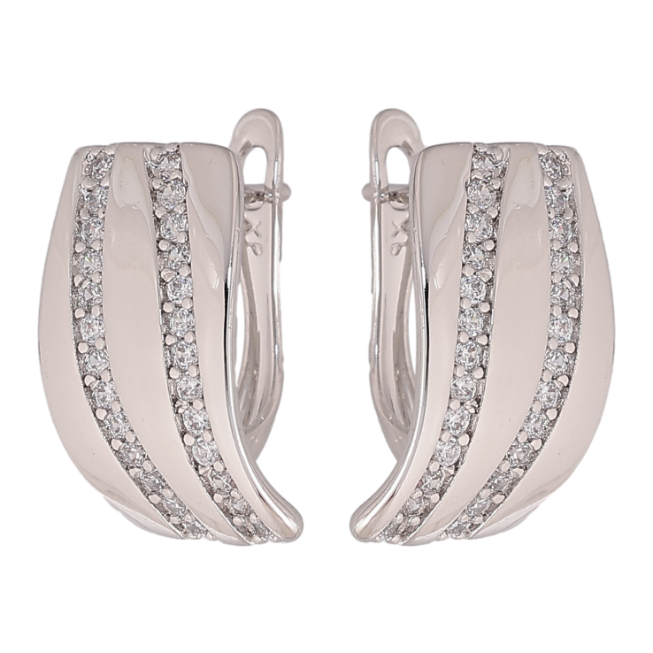 Сережки Xuping колір Родій англійський замок "Візерунок з кристалами" фото №25