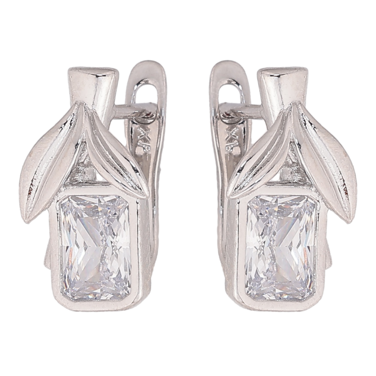 Сережки Xuping колір Родій англійський замок "Візерунок з кристалами" фото №23