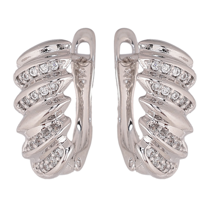 Сережки Xuping колір Родій англійський замок "Візерунок з кристалами" фото №19