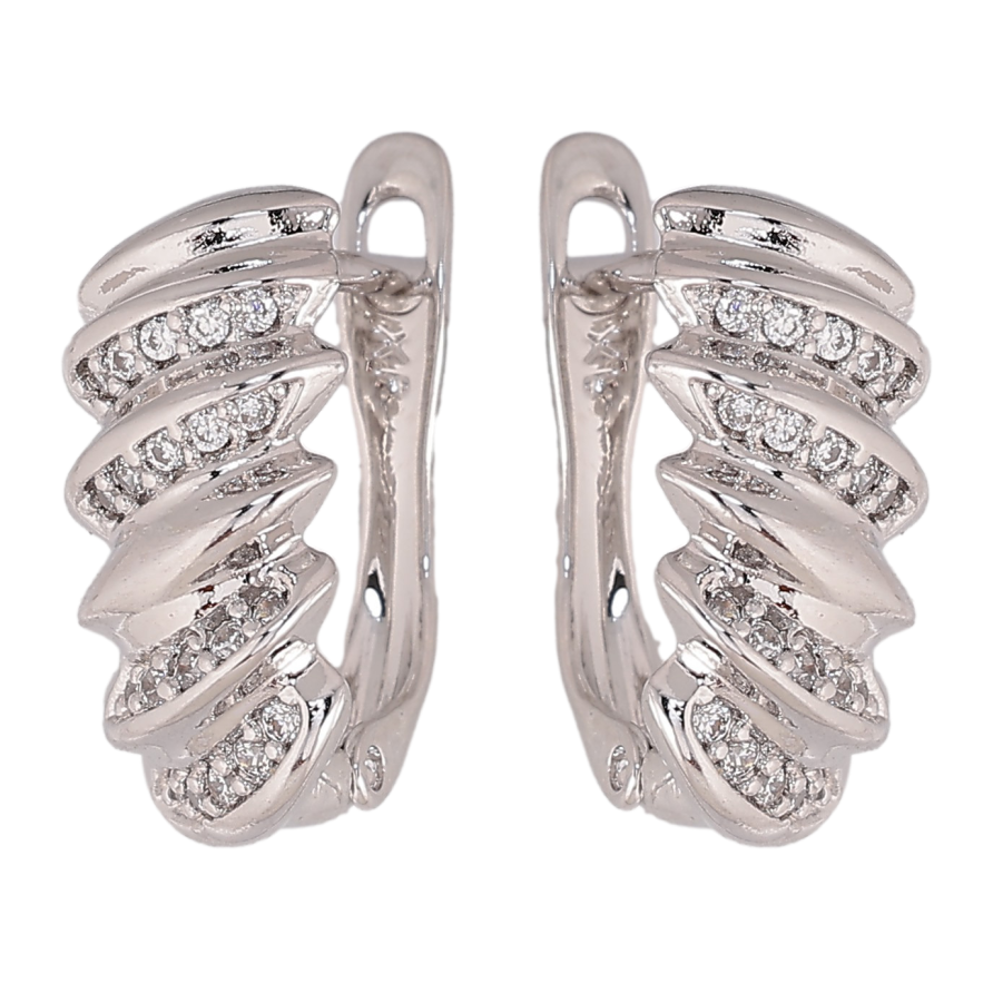 Сережки Xuping колір Родій англійський замок "Візерунок з кристалами" фото №1