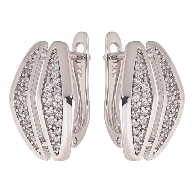 Сережки Xuping колір Родій англійський замок "Візерунок з кристалами" фото №17