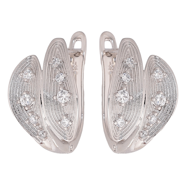 Сережки Xuping колір Родій англійський замок "Візерунок з кристалами" фото №15