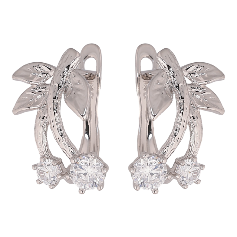 Серьги Xuping цвет Родий английский замок "Кристальные вишенки" фото №11