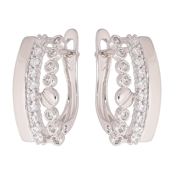 Сережки Xuping колір Родій англійський замок "Візерунок з кристалами" фото №9