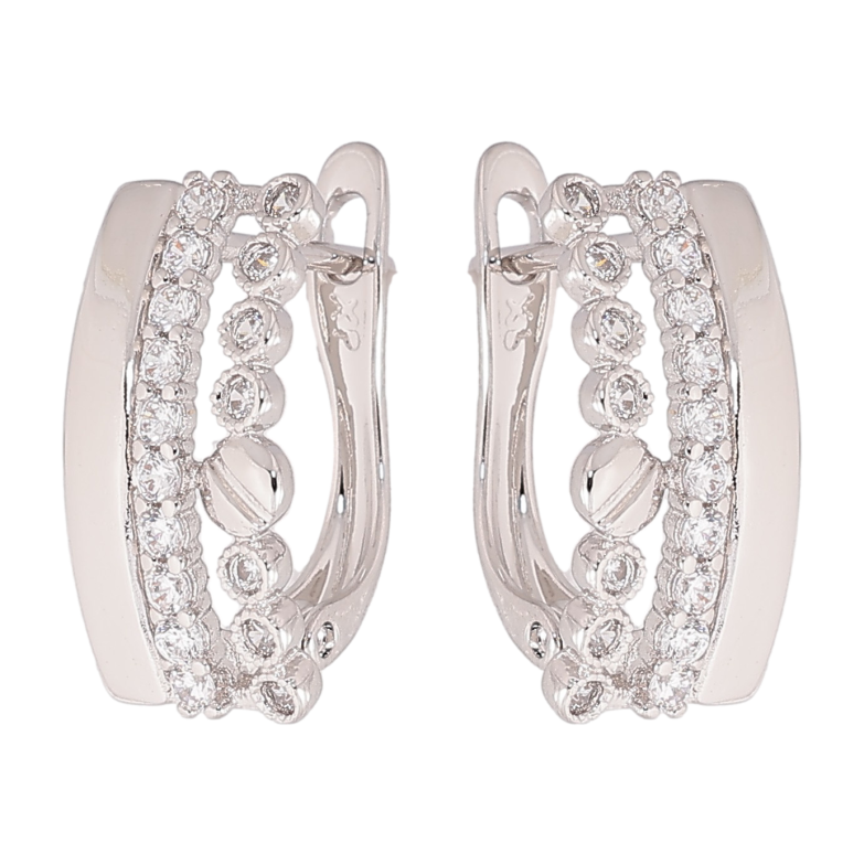 Сережки Xuping колір Родій англійський замок "Візерунок з кристалами" фото №4