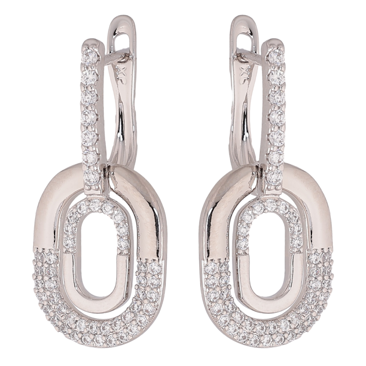 Сережки Xuping колір Родій англійський замок "Підвіски з кристалами" фото №7