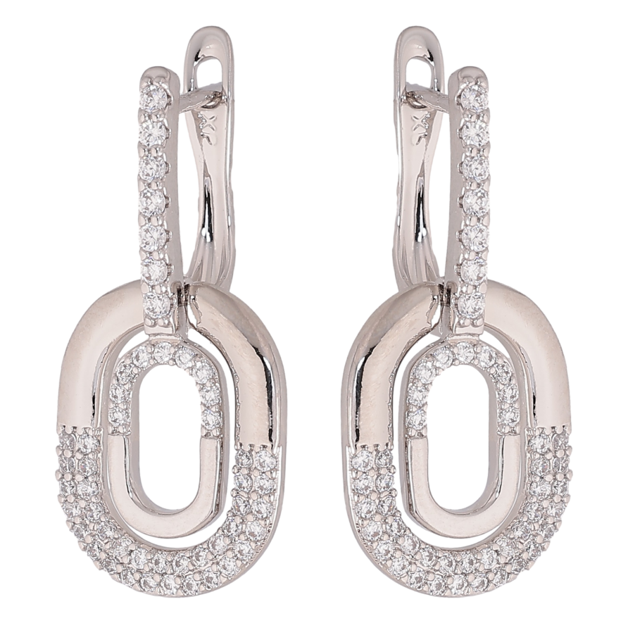 Серьги Xuping цвет Родий английский замок "Подвески с кристаллами" фото №1