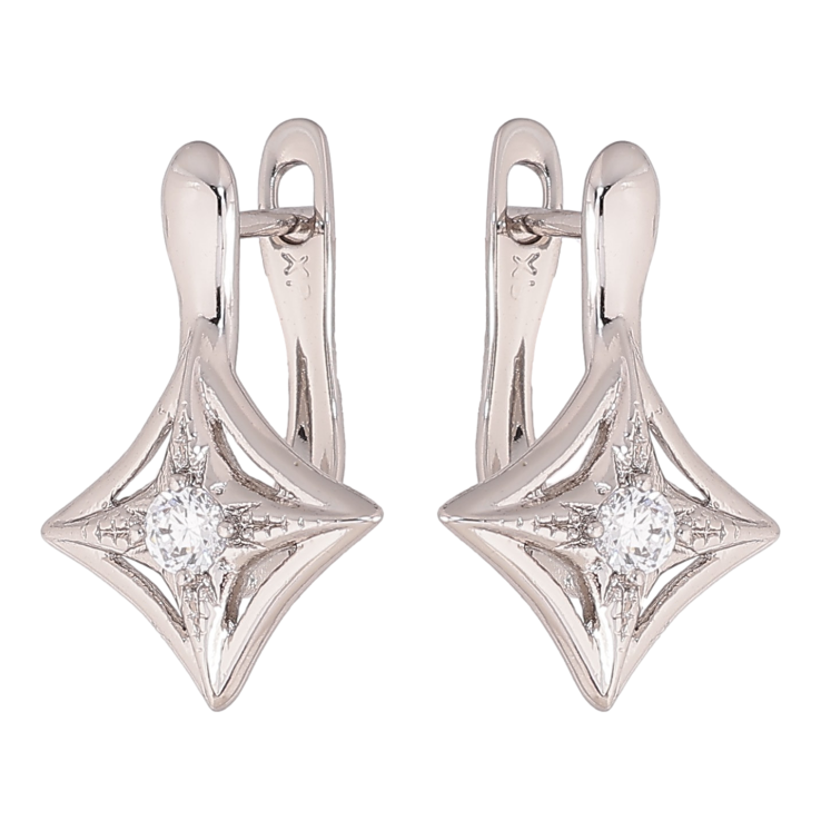 Сережки Xuping колір Родій англійський замок "Візерунок з кристалами" фото №5