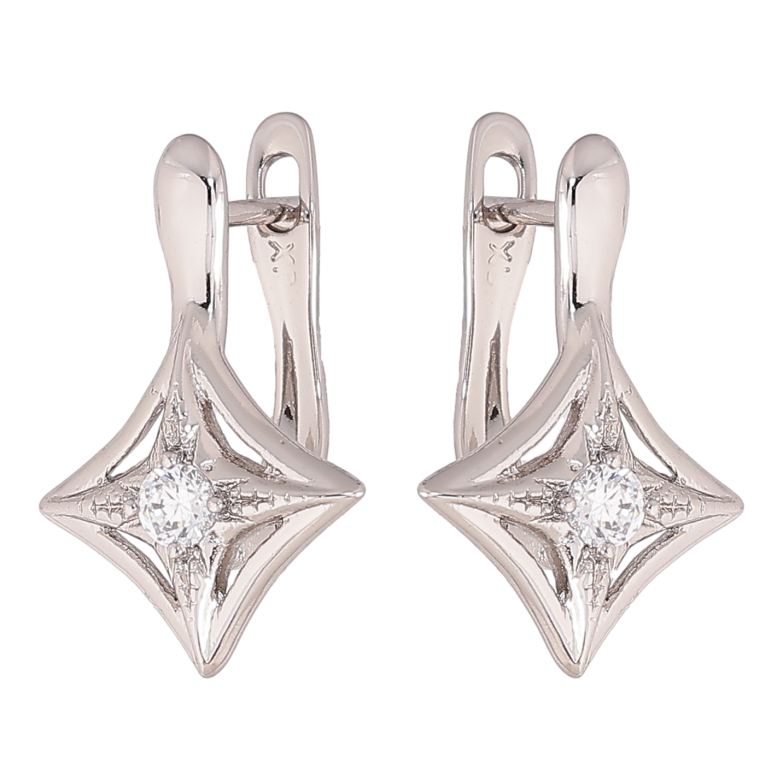 Сережки Xuping колір Родій англійський замок "Візерунок з кристалами" фото №3